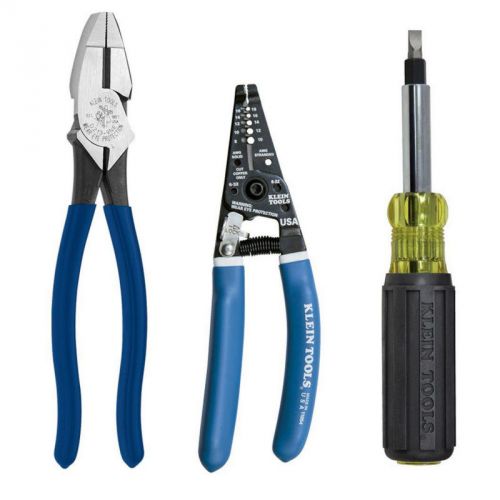 Klein tools cutting pliers, wire stripper cutter, screwdriver electrician set for sale