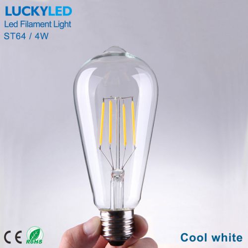 4W E27 LED bulb lamp Retro Edison Filament light ST64 AC100-240V cool white