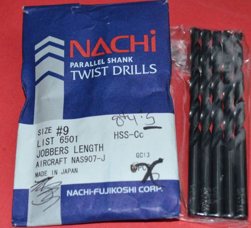 15 Pcs NACHI #9 Jobbers Length - Aircraft style- Black Oxide HSS-Co  Drills