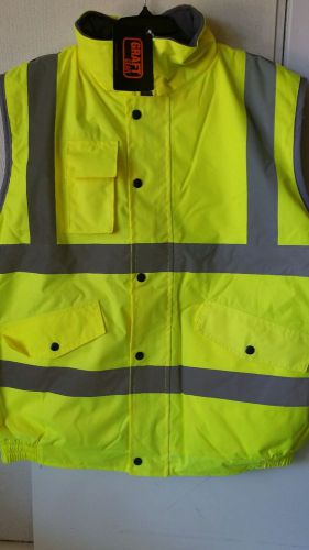 HIGH VISIBILITY SAFETY VEST GRAFT GEAR WATERPROOF 4 POCKETS ISOLATED NEW WITH TA