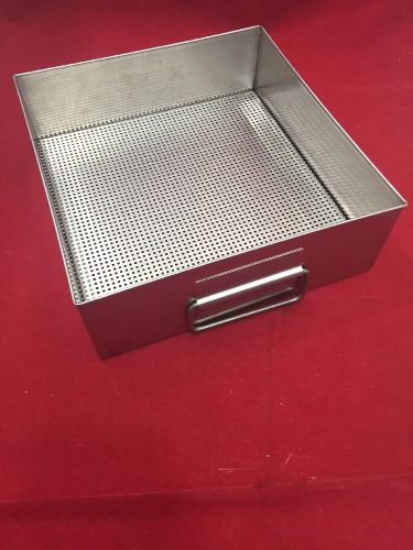 Stainless Steel Instrument Tray Basket w/Handles &amp; Perforate Bottom 10.5x10x3.5&#034;