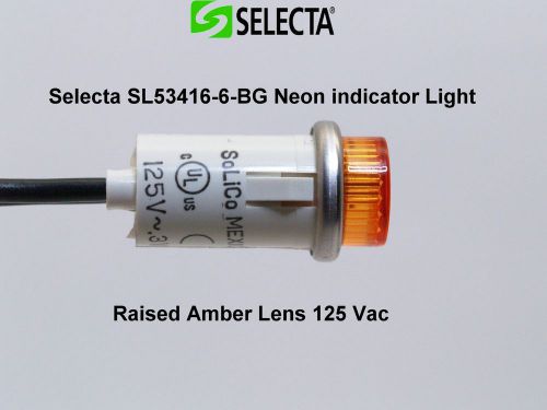 Selecta SL53416-6-BG Neon indicator Light Raised Amber Lens 125 Vac Qty: 2