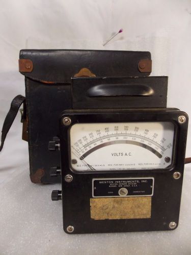 vintage WESTON INSTRUMENTS U.S.A. ac volts meter + case + cables $9.95 NO RESERV