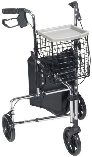 171-drive deluxe 3 wheel steel rollator, 7.5&#034; casters(chrome)-free shipping for sale