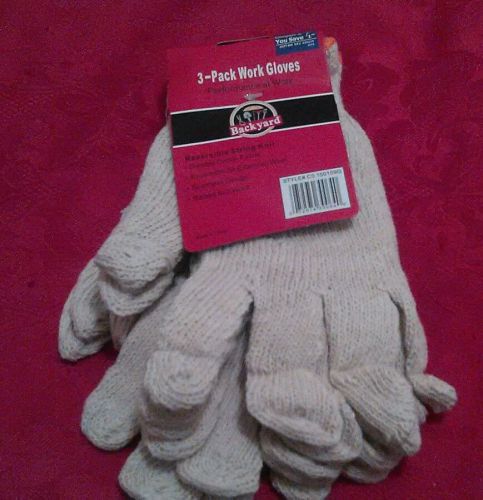 Backyard work gloves  3-pack, pvc  string knit - durable &amp; reversible for sale