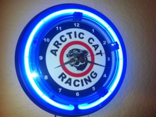 Arctic Cat Snowmobile Garage Man Cave Neon Wall Clock Advertising Sign