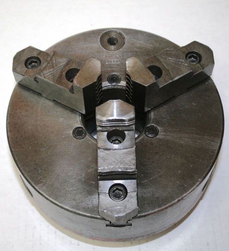 8&#034;  3 JAW  LATHE CHUCK  2 PIECE JAWS  L0 MOUNT WITH  EXTRA SET STEEL SOFT JAWS