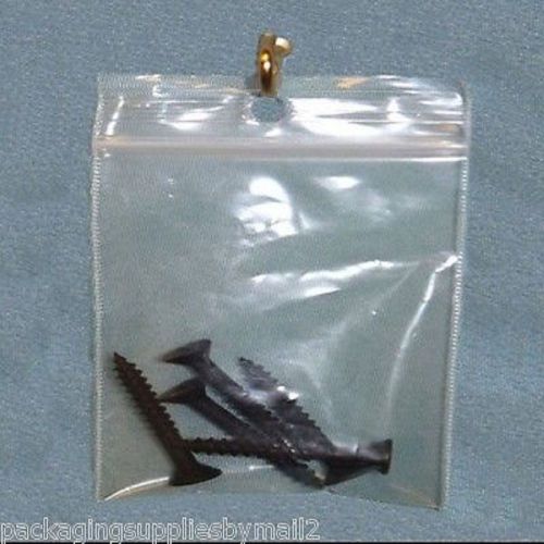 1000 pcs Clear Plastic Pharmacy Zip lock Bags 2 Mil with Hang Hole 6&#034;x6&#034;