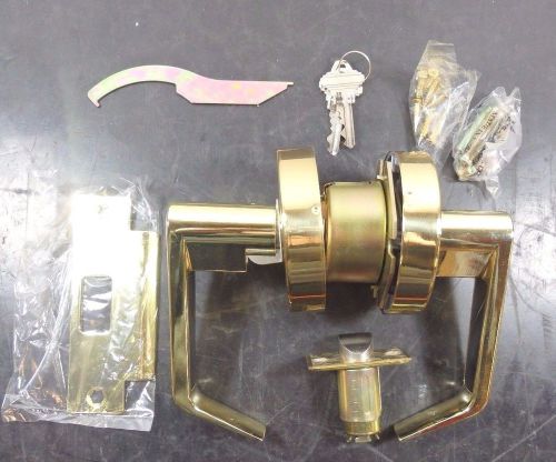Batallion Lever Lockset, Medium Duty, Brass, Entry, Angled Style, |IT1| RL