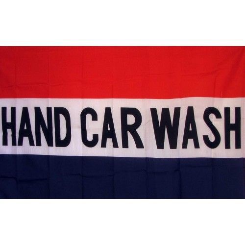 2 Hand Car Wash Flag 3ft x 5ft Banner (pair)