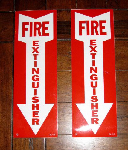 Lot of 2 Fire Extinguisher STICKERS Adhesive Safety Sign Decal 4x12 Arrow BL 108