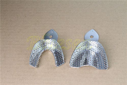 2pcs/Set Dental Autoclavable metal Impression Trays STAINLESS STEEL upper lower