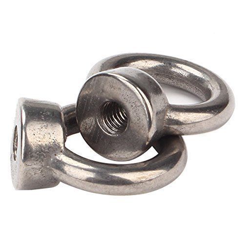 Silver 304 Stainless European Style M16 Ring Shape Eye Bolts Eyed Threaded Nuts