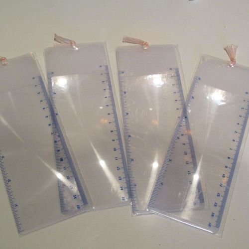 Lot of 4 Large Bookmark Magnifier-2x- inch and mm ruler 7&#034; long-Pink ribbon