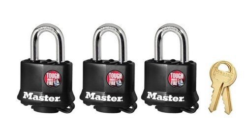 Master lock 311tri keyed alike laminated steel padlock , 3-pack for sale