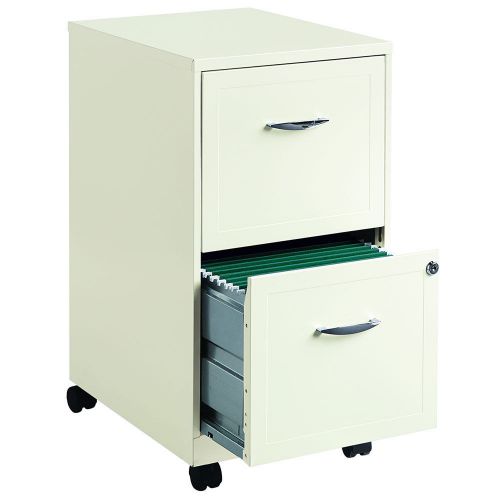 2-Drawer White File Cabinet Rolling Locking Filing Metal Steel Office Furniture