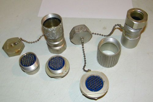 Amphenol Used Lot Industrial 28-21s, 37 Pin Circular Connectors,Caps &amp; Chains