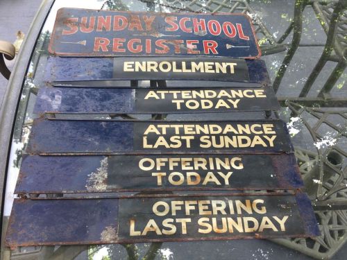 Vintage Church Sunday School sign, complete w/ paper inserts  Rare