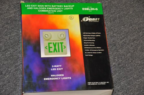 Emergency Exit Sign Battery buck-up COMBO ESBL2H-G 120/277VOLT LED USES 2 WATTS