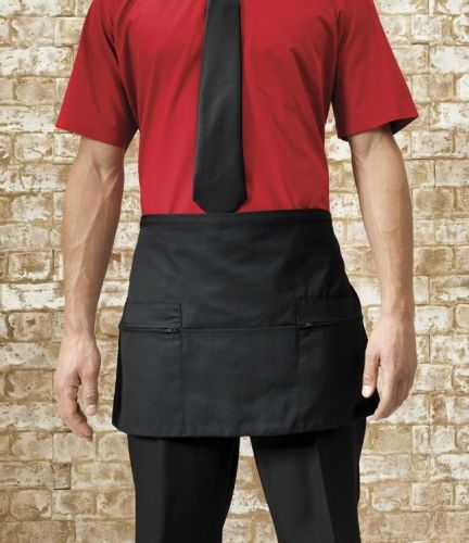 Buy 4 @ $24.99 short waist waiter waitress zip pocket apron for bar cafe pub for sale