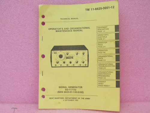 Military Manual SG-1171/U (WTK 148A) Signal Generator Oper. &amp; Maint. Man. (9/85)