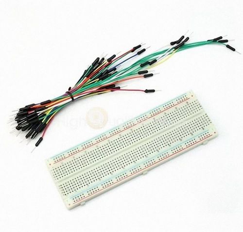 830 tie points solderless pcb breadboard mb102+65pcs jumper cable wires arduino for sale