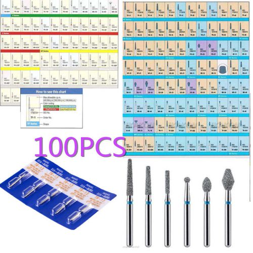 100*dental diamond burs flat-end medium fg 1.6mm for high speed handpiece best!! for sale