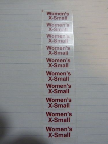 Women&#039;s X-Small Retail Clothing Size Strip Stickers Clear 1.25 x 5&#034; ---20 labels
