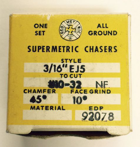 NEW Supermetric #10-32 Chasers for Geometric 3/16&#034; EJ5 Die Head