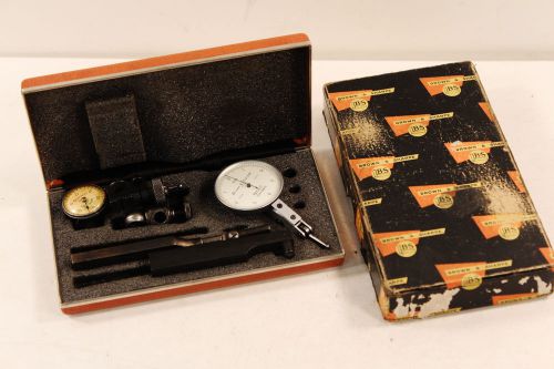 Vintage brown and sharpe dial indicator 7033 set.00005 w. starrett 711-f gauge for sale