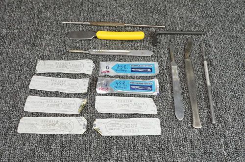 Small Box Of Assorted Metal Tools/Scalpels And Steri-Sharps/Disposable Scalpels