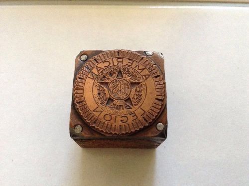 Vintage Letterpress Printers Block Metal And Wood-American Legion