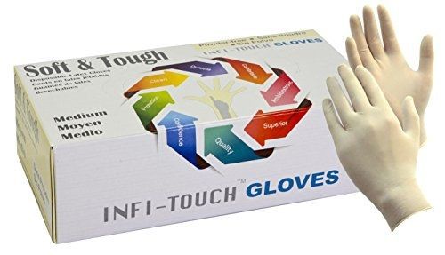 Infi-touch, latex gloves, powder free, 9.5&#034; length, 100 count - medium for sale