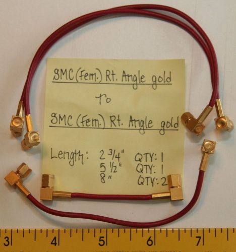 (4) SMC(Female) Right Angle Gold to SMC(Female) Right Angle Gold Cables 2.75&#034;-8&#034;
