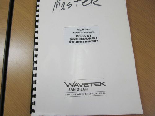 Wavetek 178 programmable waveform synthesizer instr manual c 01/81 (preliminary) for sale