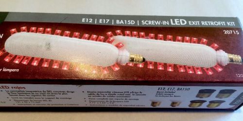 2 Pack LED Red Exit Sign Retrofit Kit, E12, E17, Ba15d, Screw In TCP Bulbs 1.2w