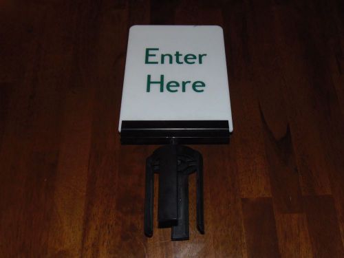 TENSABARRIER Acrylic Double Sided Sign,White,Enter Here Mounting Adapter 7&#034;x 9&#034;