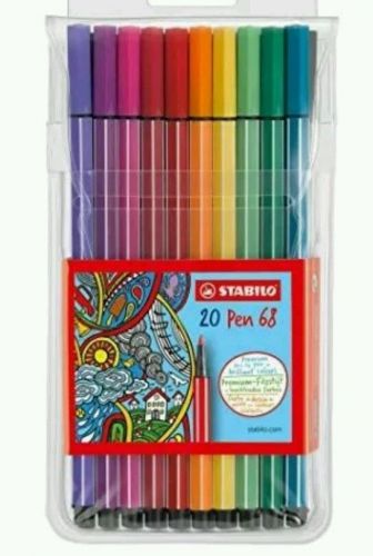 STABILO Pen 68, Fibre Tip Wallet of 20 assorted colours