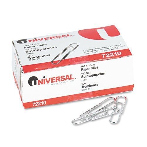 Universal Paper Clips, Silver, 100 Per Box or 10 Boxes Per Pack