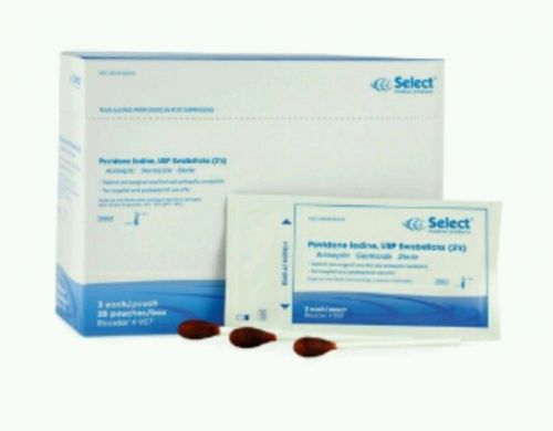 New McKesson Select Iodine Swabsticks, 4&#034;, 3 per Sterile Pack, Box of 25 Packs