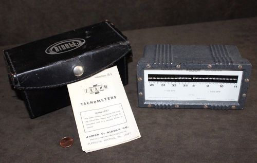 Vintage 1970 frahm / biddle 31-j resonant reed tachometer in leather case for sale