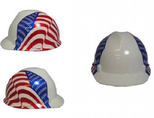 MSA V-Guard with Dual American Flag on Both Sides - Patriotic Hard Hat