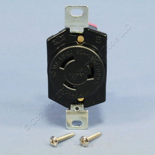 Cooper Black Single Locking Receptacle Outlet L5-20R 20A 125V Single Phase L520R