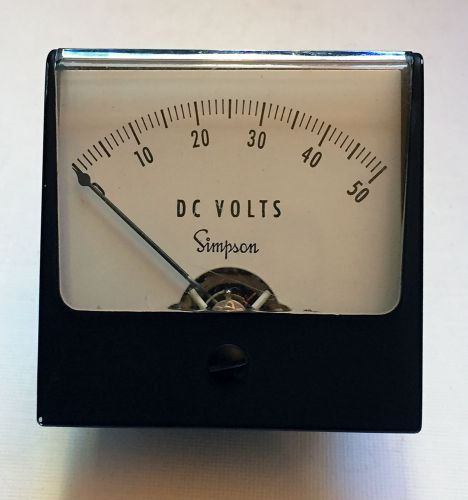 Vintage SIMPSON DC Volts Square Panel Meter 0-50 • Made in USA Voltmeter