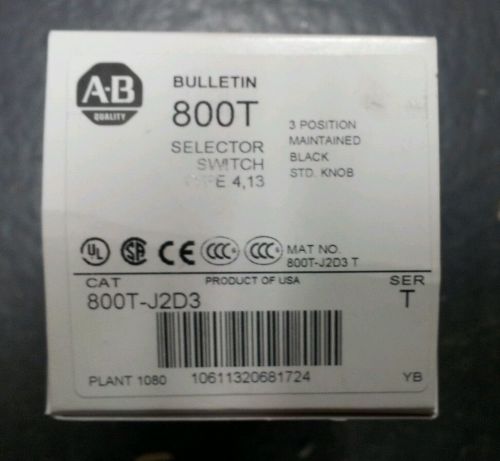 &#034;NIB&#034; Allen Bradley 800T-J2D3,ser T,3position selector switch