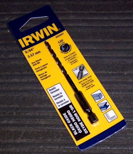 Irwin 4935637 9/64&#034; black oxide drill bit with 1/4&#034; quick change hex shank for sale