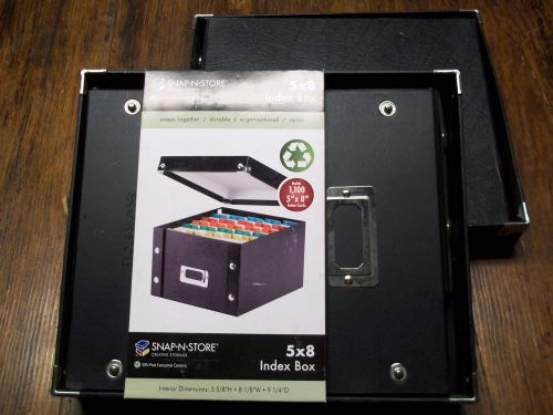 2 snap &#039;n store collapsible index card file boxes holds 1100 5 x 8 cards, black for sale