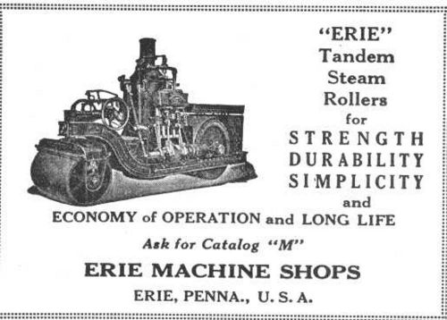 1924 Erie Tandem Steam Roller Print Ad - Box 101