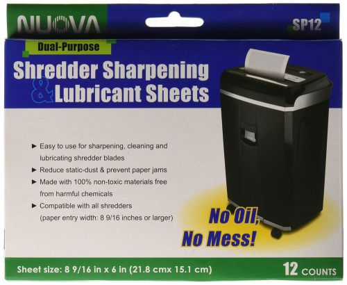 Nuova SP12 Shredder Sharpening &amp; Lubricant Sheets 12 Count 12-count
