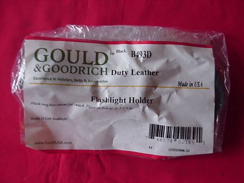 GOULD&amp;GOODRICH DUTY LEATHER FLASHLIGHT HOLDER B493D BLACK FOR D CELL FLASHLIGHT
